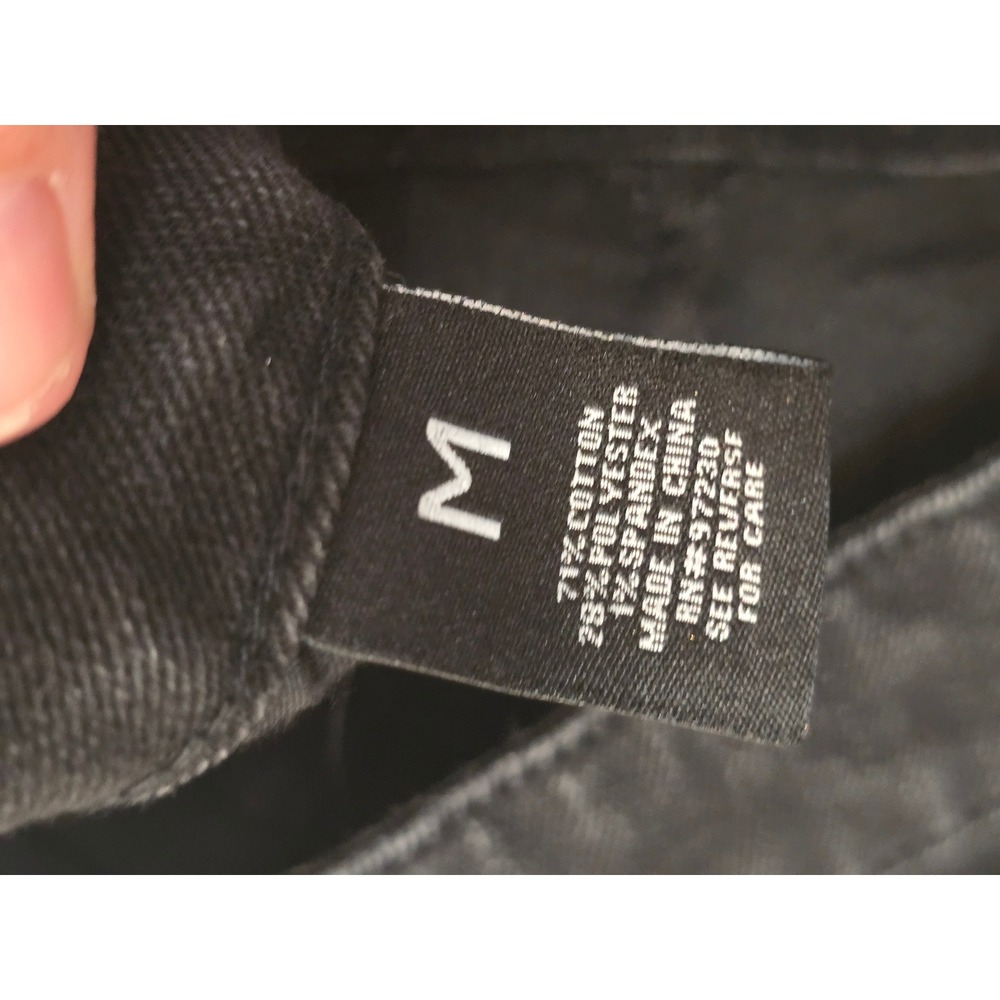 Almost Famous Black Denim Mini Skirt Raw Hem Stretch Size M - Picture 5 of 6